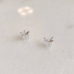 S925 Sterling Silver Butterfly Stud Earrings